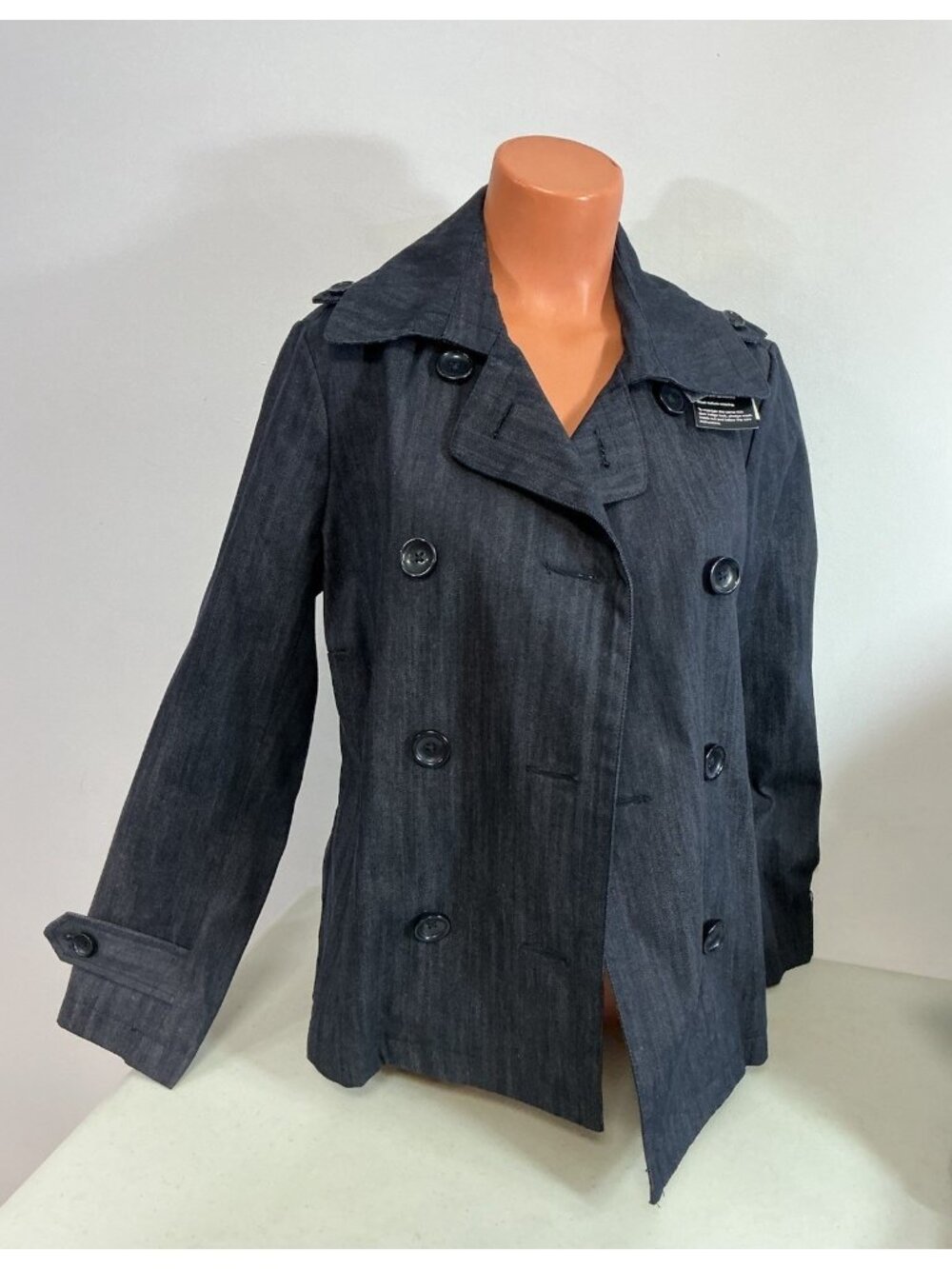 Blue Denim Nautical Jacket Coat Womens Large New